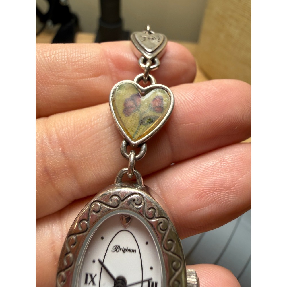 Brighton Silver Floral Heart Link Bracelet Watch Piccadilly Needs Batteries - Picture 15 of 15